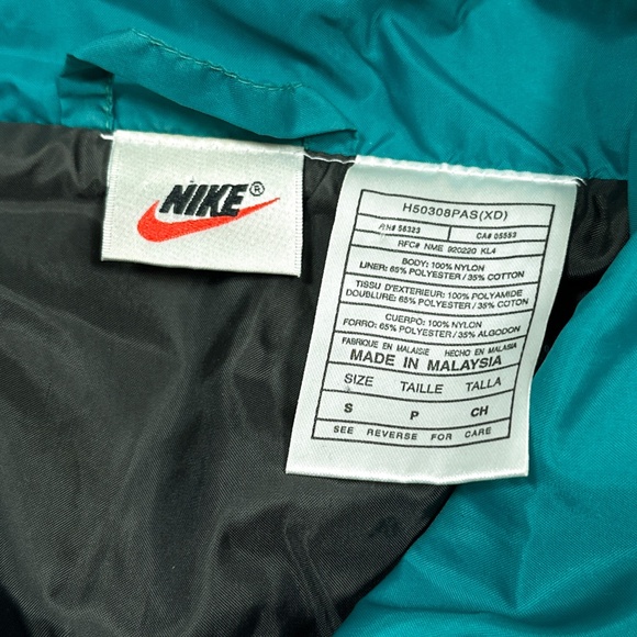 Vintage 90s Nike Jacket Black Teal Green Windbreaker Jacket Mens Small - Picture 8 of 10